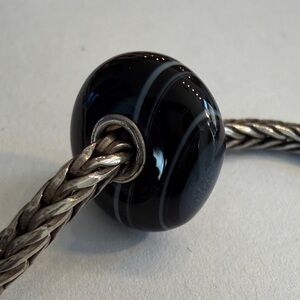 Authentic Trollbeads Striped Onyx Bead